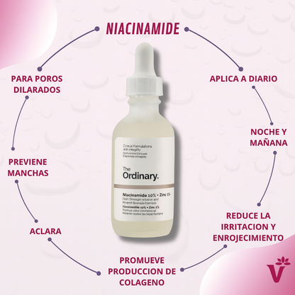 Serum Facial con Niacinamide 10% + Zinc 1%  + 1 Mascarilla de Ácido Hialurónico con Vitamina A Gratis😍